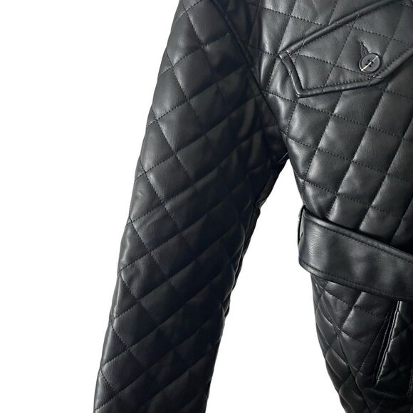 Top Shop Quinn Faux Leather Jacket Size UK 8/US 4 - Picture 5 of 10